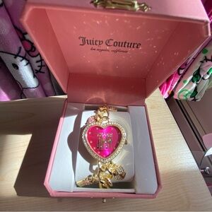 Juicy Couture Watch - Hot Pink and Gold - Heart Shaped Watch with Charms
